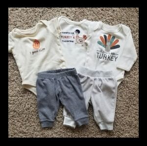 Multibrand 5 Piece 0-3M Thanksgiving Bundle.